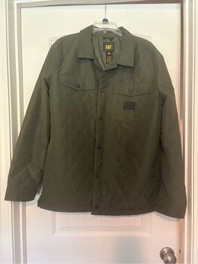 CAT Olive Green Quilted Shirt Jacket